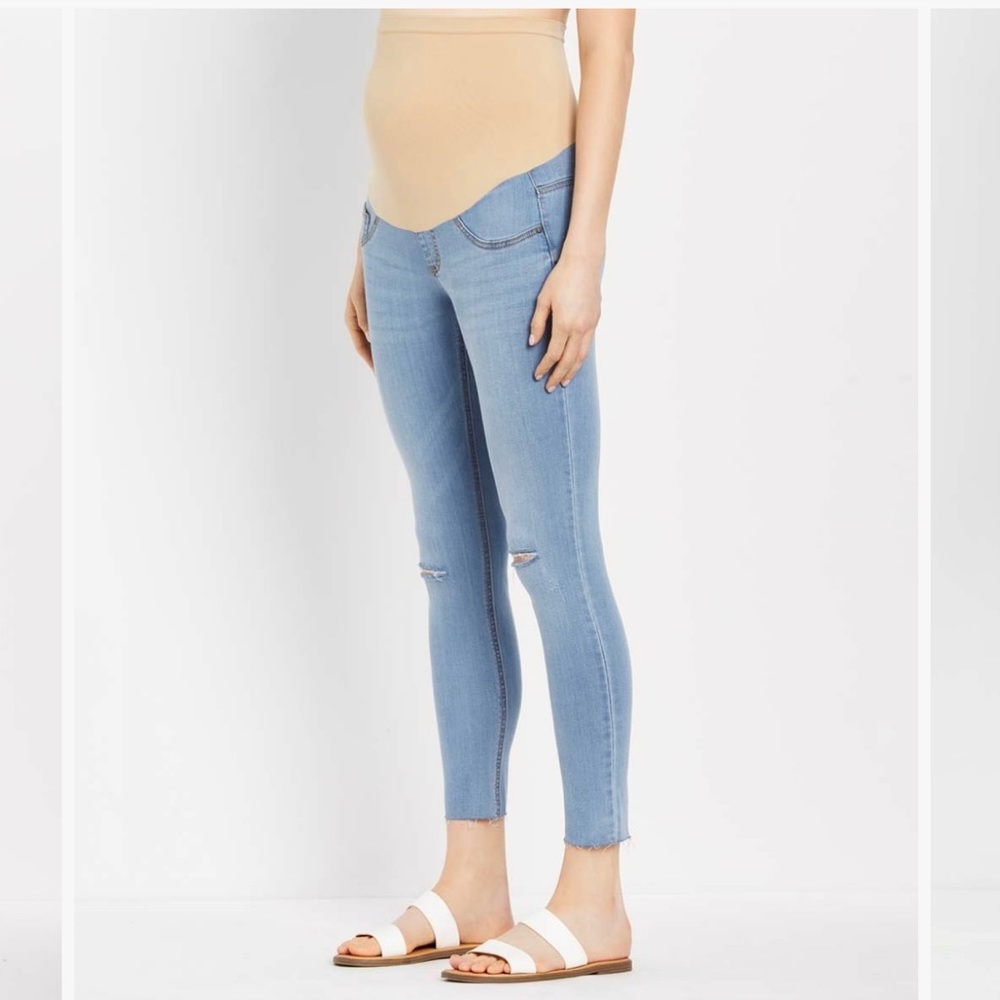 Indigo Blue Distressed Cropped Jeggings - Picture 3 of 10